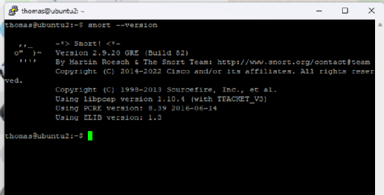 Überprüfen der Installation von Snort auf Ubuntu.
